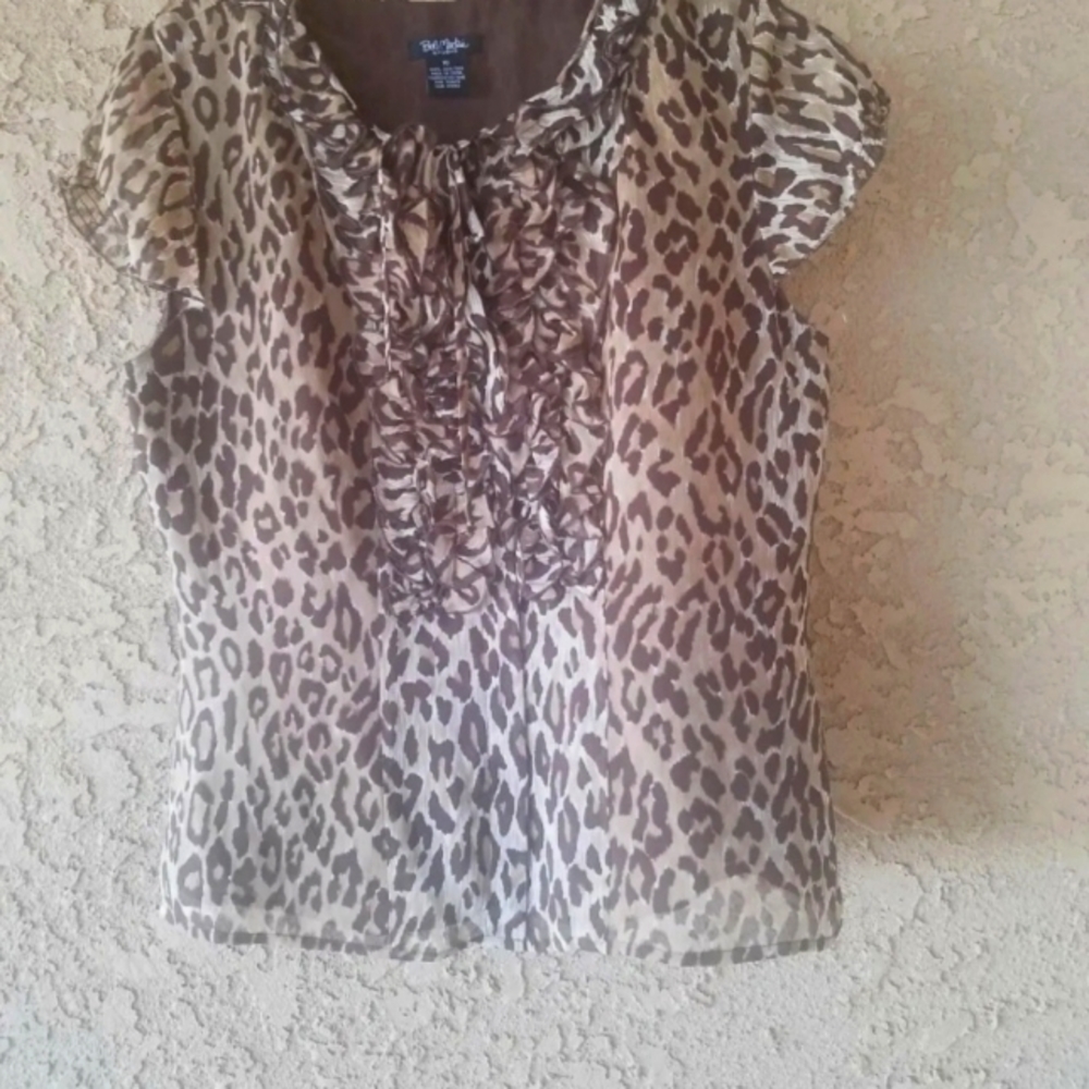 Bob Mackie Animal print Ruffle Sz. 10 Chiffon Silk